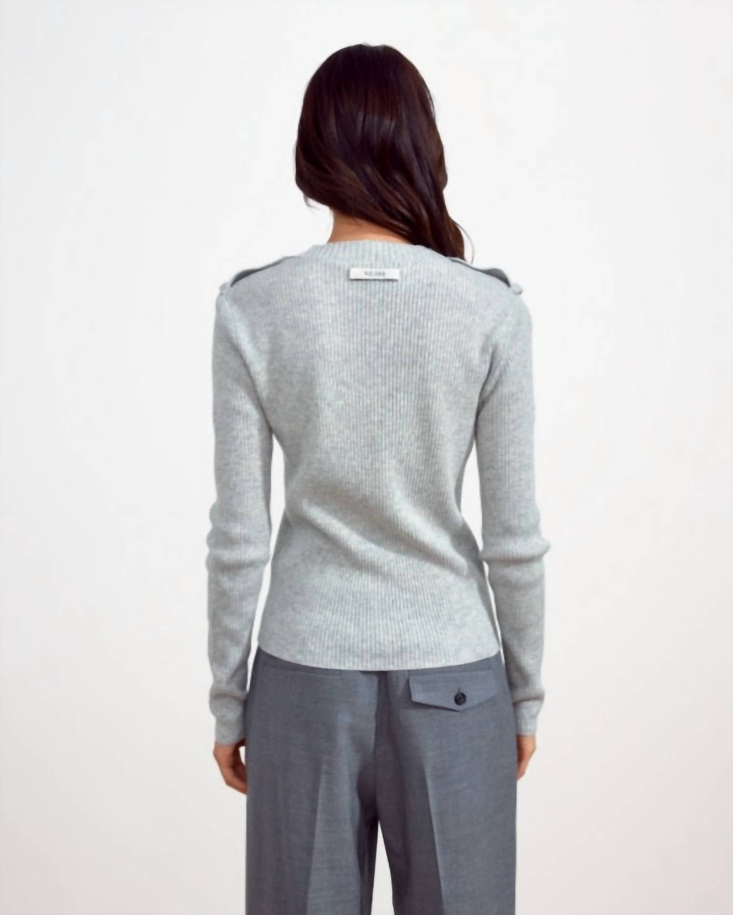 WE-AR4 Downtown Knit Sweater in ice grey - women's sweater - detail view