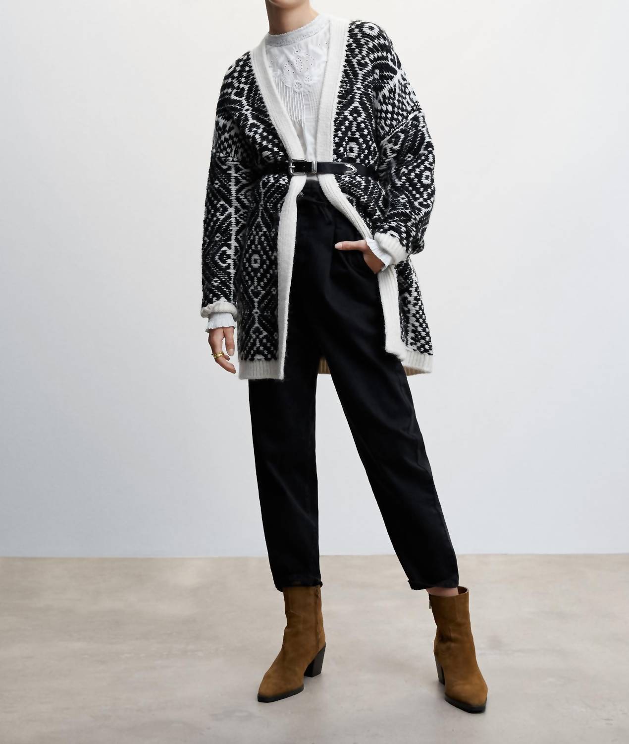 Mango - Printed Cardigan With Reverse Stitching