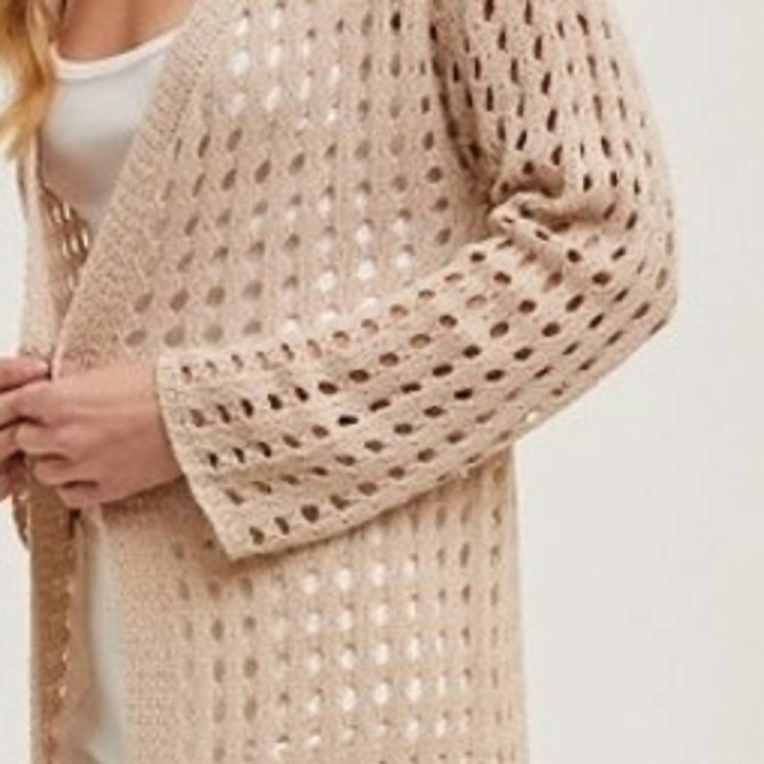 Bluivy - Open Knit Long Line Duster Cardigan