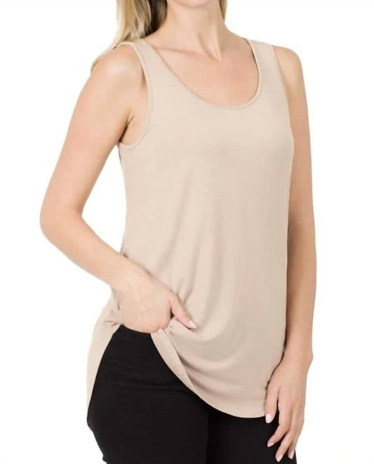 Zenana - Modal Round Neck Hem Tank Top