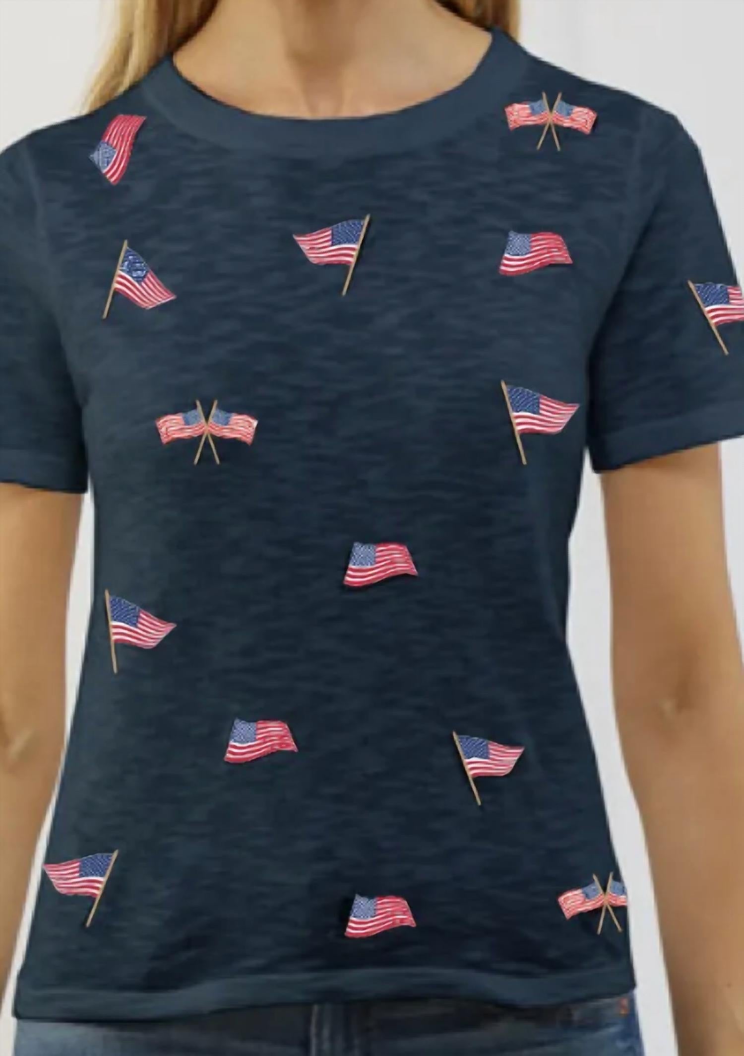 Metric Knits - American Flag Embroidery Tee