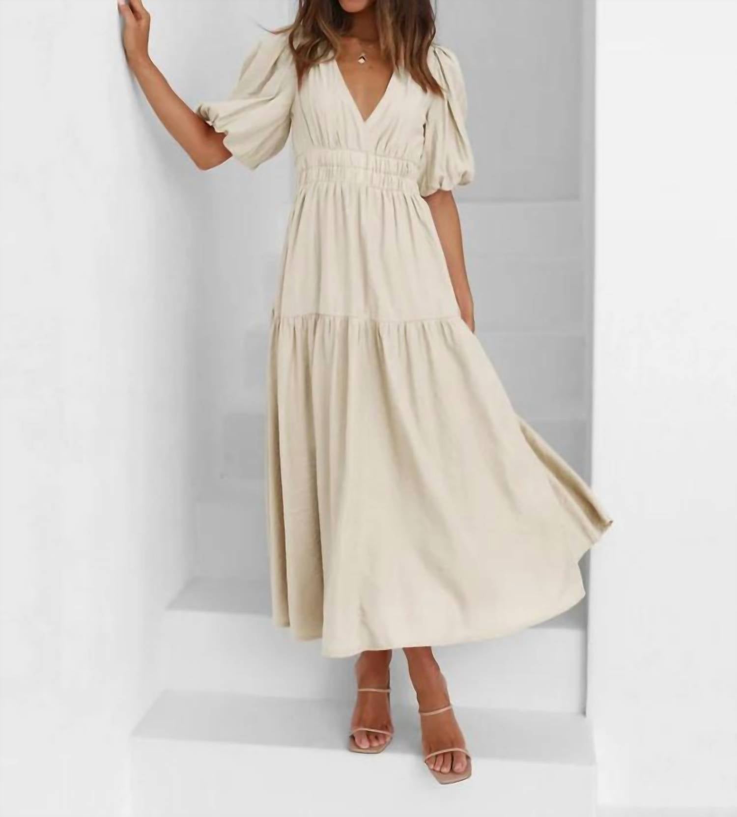 Sweetkama - Agnes Bubble Sleeve Midi Dress