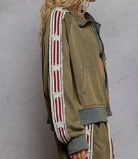 Pol - French Terry Star And Striped Jacket And Jogger Set