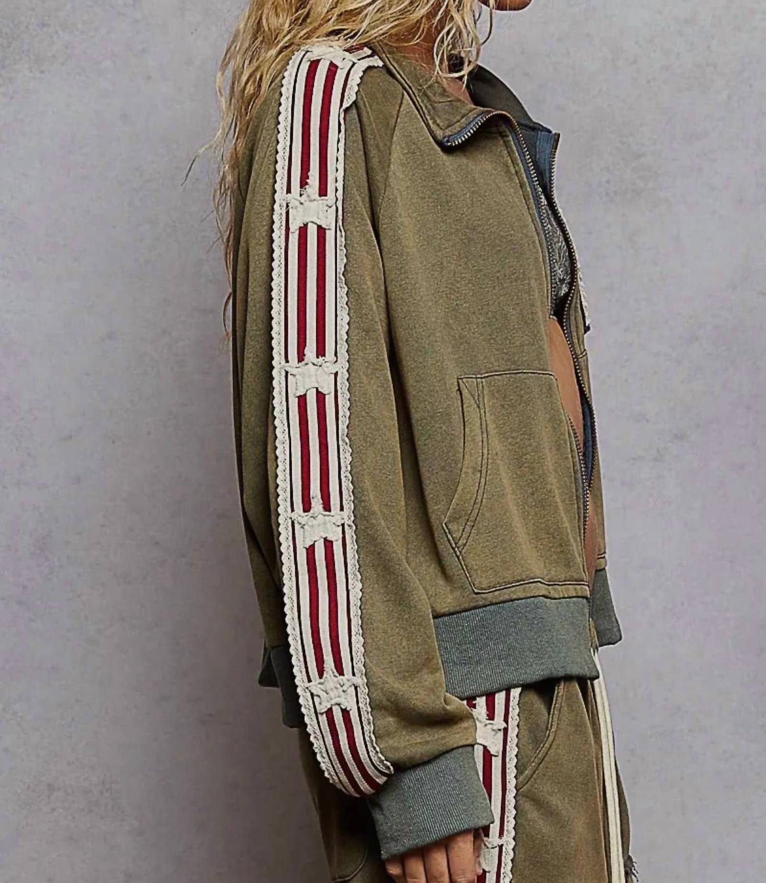 Pol - French Terry Star And Striped Jacket And Jogger Set