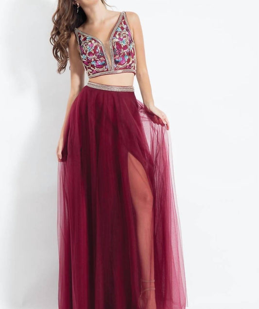 Rachel Allan - Two-piece Sequin Tulle Evening Gown