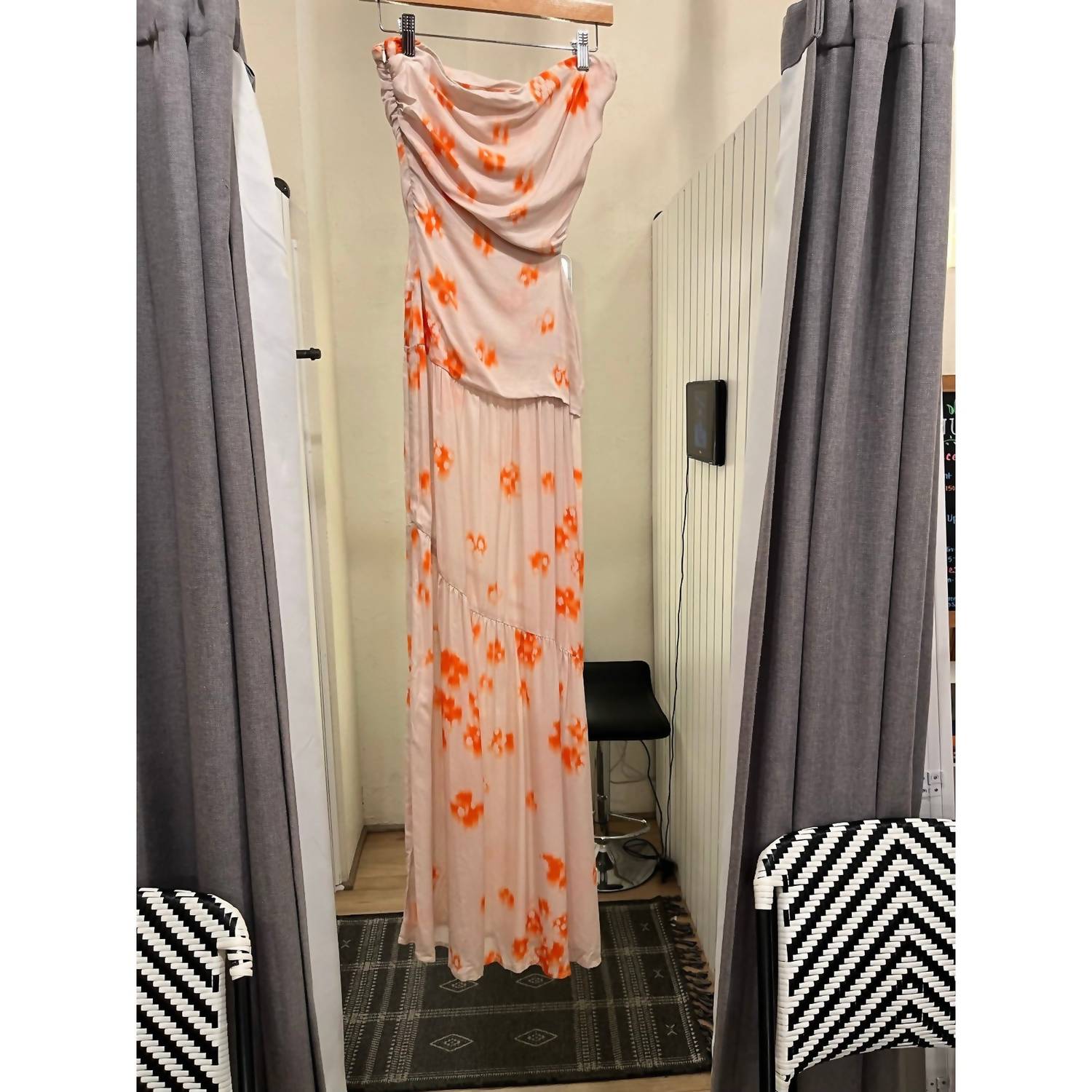Stillwater Women's Maxi Dress in tan and orange - women's dress - detail view