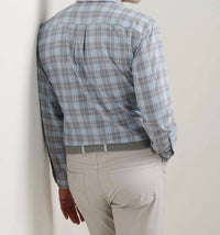PETER MILLAR Big Bear Performance Flannel Shirt in gale grey - men's shirt - detail view