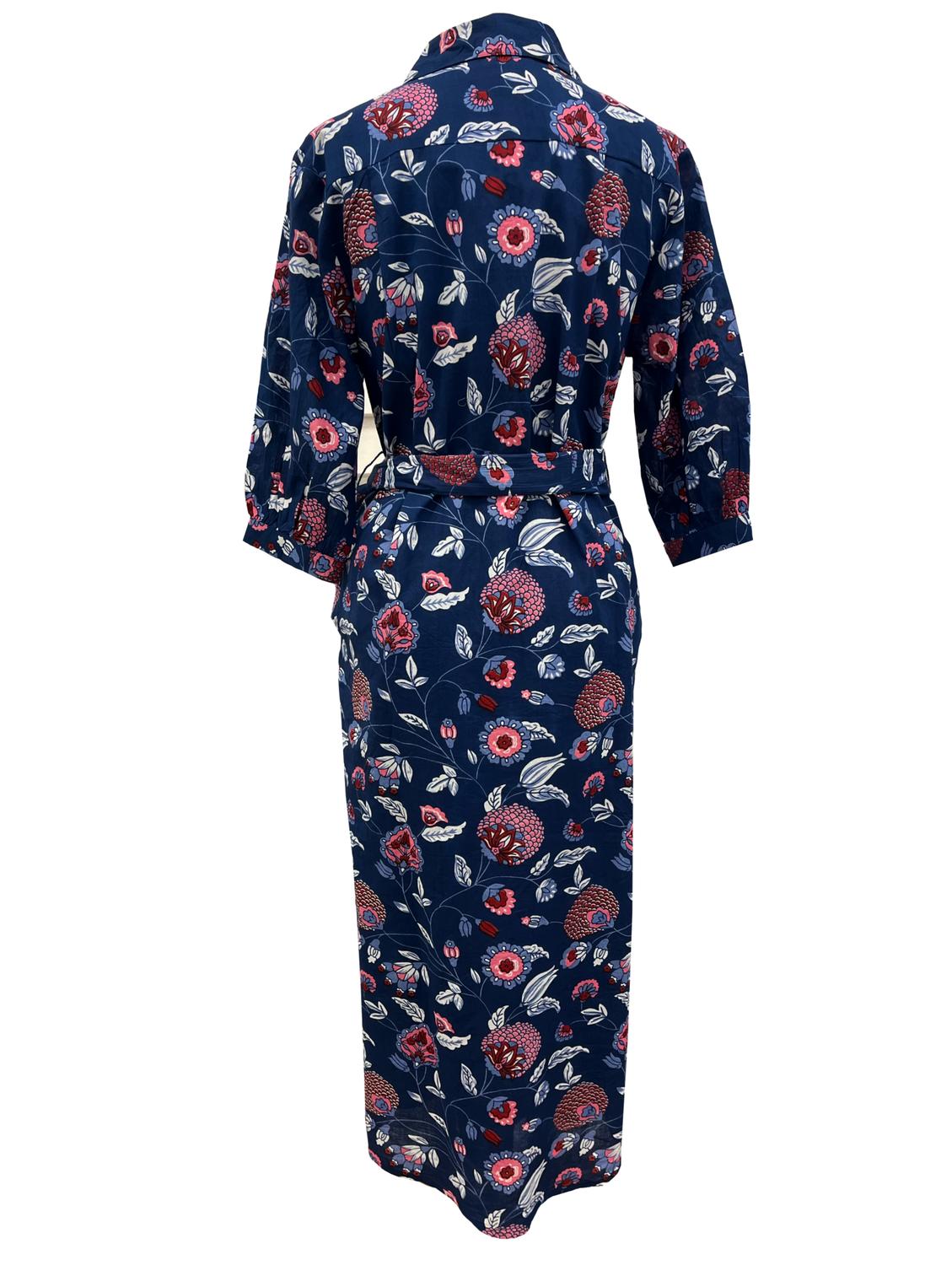 SOLEIL DE MER Rosey Maxi Dress in navy pink - women's dress - alternate view