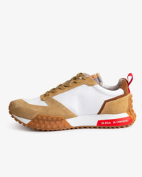 Freshy Men's Smoove Cushioned Versatile Sporty Trainer Sneaker in cognac white red - men's sneaker - alternate view