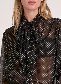 ELAN Spot On Long Sleeve Blouse in black - women's blouse - view 4