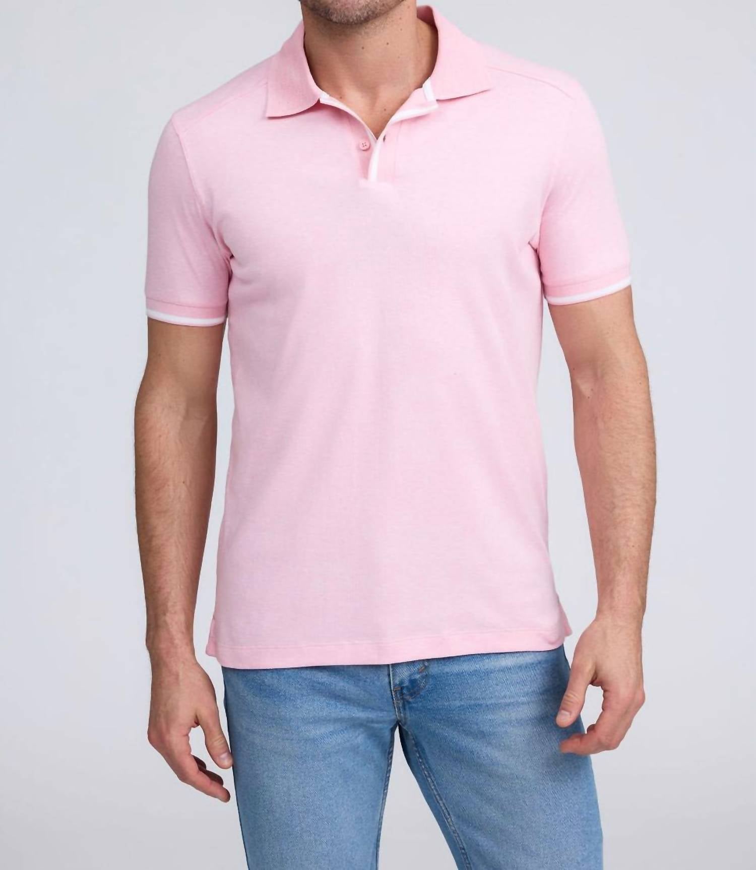 Raffi Nolan Short Sleeve Collared Shirt in pink - men's shirt