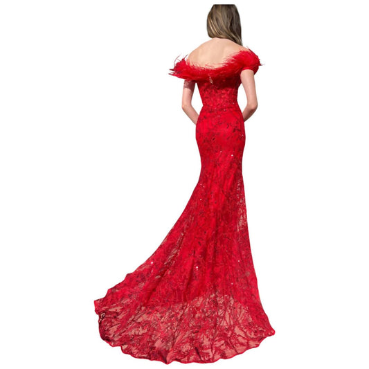 Sherri Hill - Sequin Leaf Lace Embroidered Gown