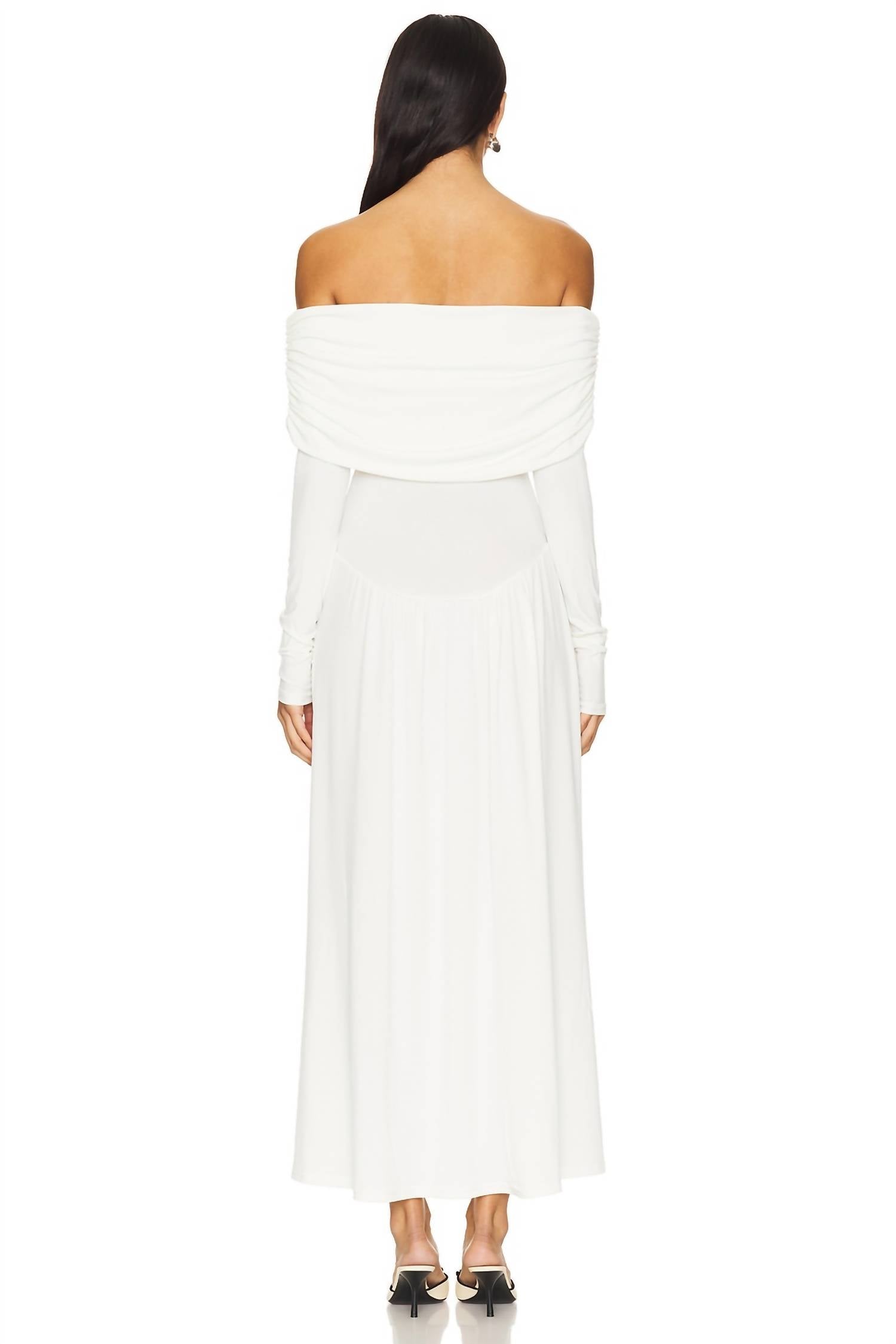 We Wore What - Off Shoulder Ruched Midi Dress