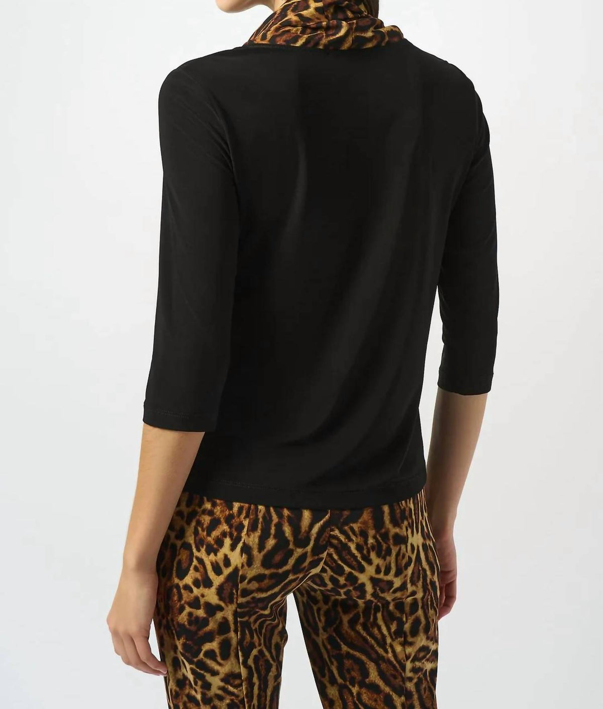 Joseph Ribkoff - Animal Print Cowl Neck Long Sleeves Top