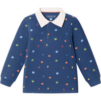 Andy & Evan Kid's Fall Themed Rugby Shirt in blue - kids' shirt