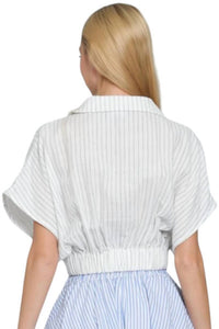 Aakaa - Marina Surplice Stripes Crop Top