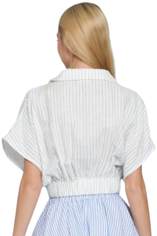 Aakaa - Marina Surplice Stripes Crop Top