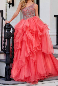 Rachel Allan - Shimmering Asymmetrical Long Gown