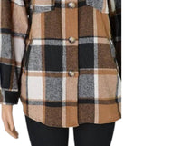 Macaron - Women's Plaid Printed Adorable Buttoned Shacket