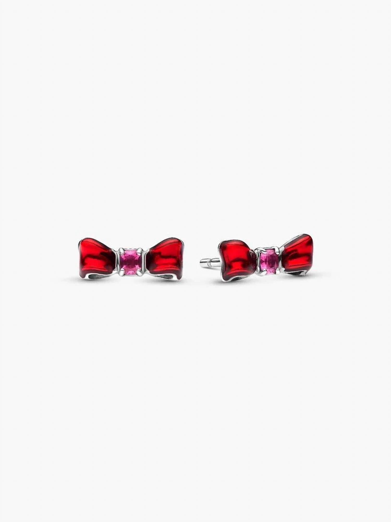 Pandora Disney Snow White Bow Stud Earrings in red - women's jewelry
