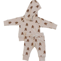 MEBIE BABY Gingerbread Hooded French Terry Set in cream - item - detail view