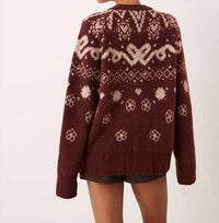 For Love & Lemons - Arabella Intarsia Chunky Cardigan