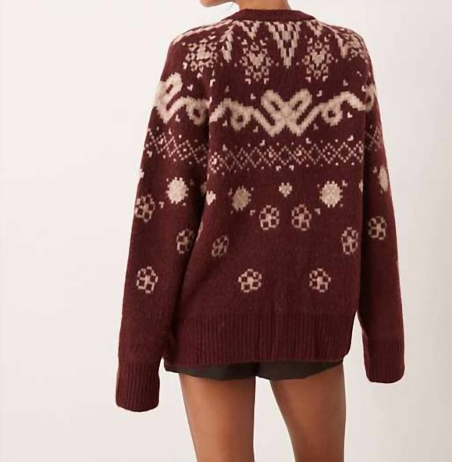 For Love & Lemons - Arabella Intarsia Chunky Cardigan