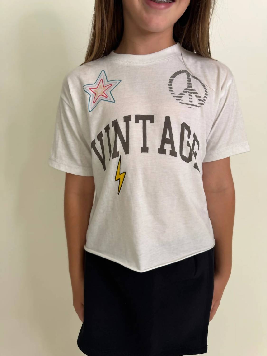 Vintage Havana Girls Icon Tee in white - kids' t-shirt - detail view