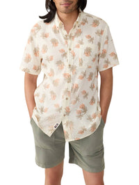 Faherty Short Sleeve Breeze Shirt in sunlit palm waves - men's shirt