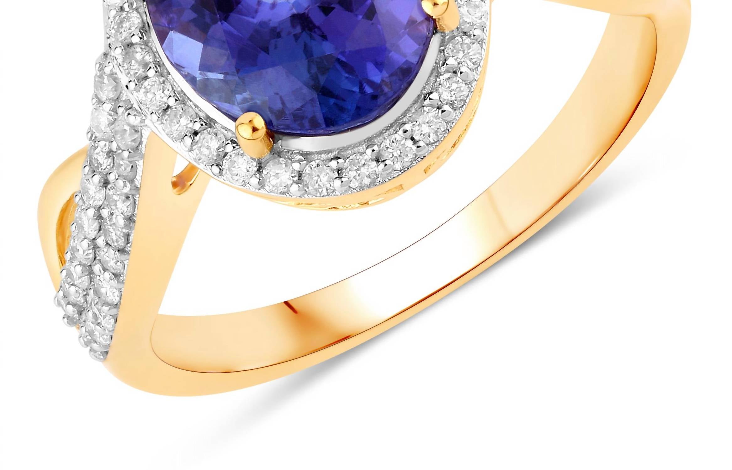 Diana M Jewels Women's Oval Natural Tanzanite Fashion Ring (2.79 Ct) - Signature in 14k yellow gold - women's jewelry