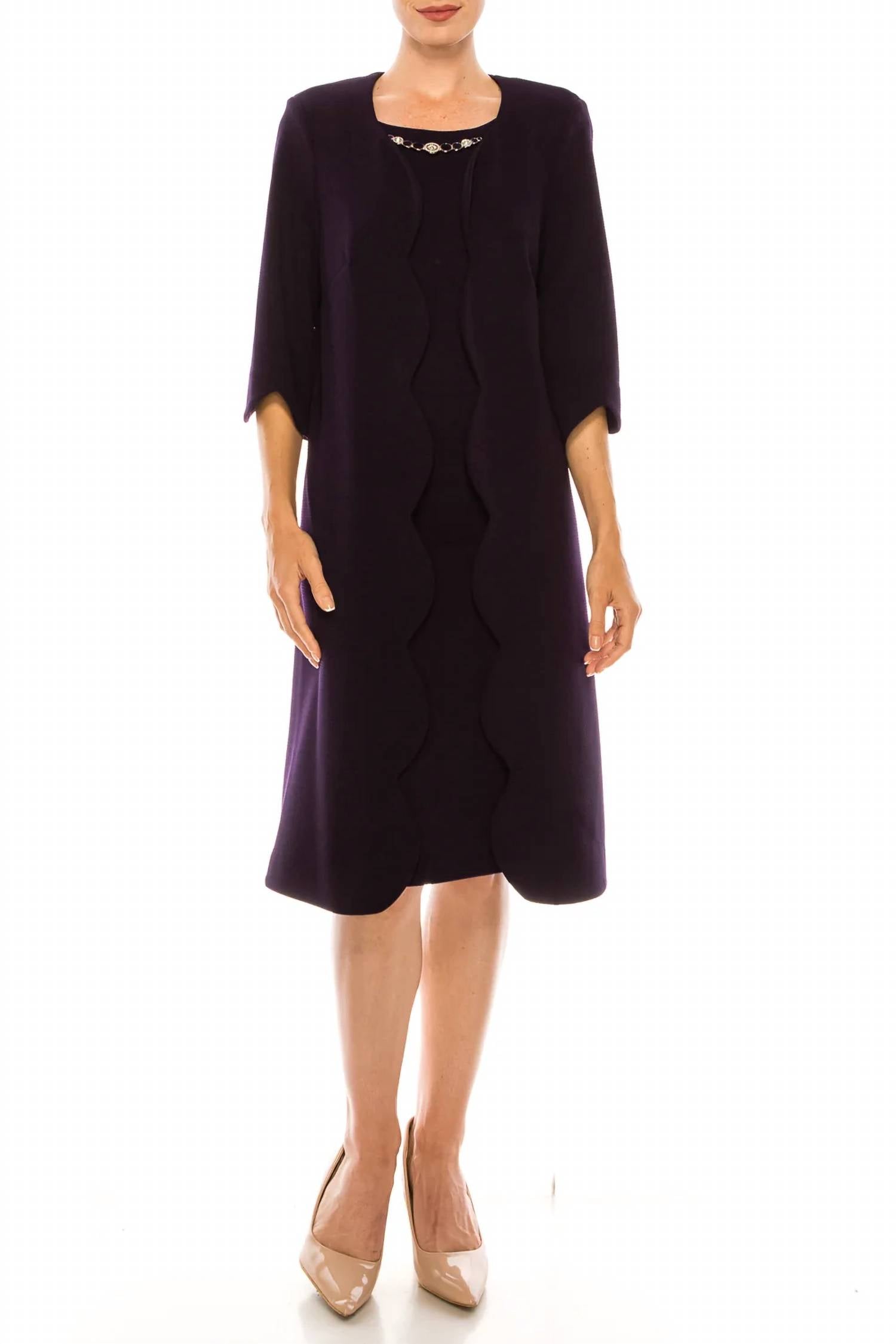 Maya Brooke - 3/4 Sleeve 2 Piece Jacket Dress - Plus