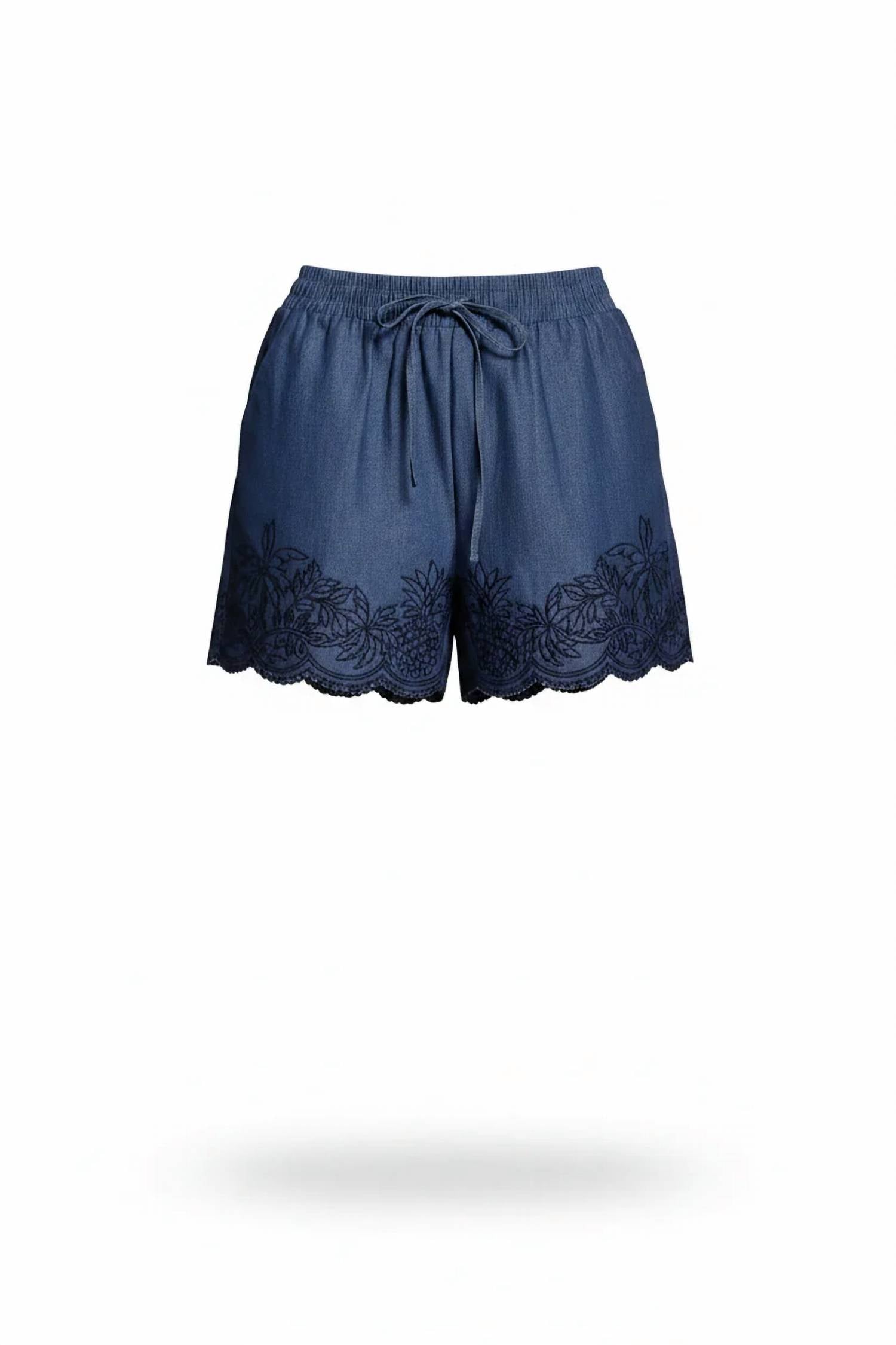 Current Air - Scalloped Hem Embroidered Shorts