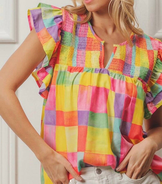 Bibi - Brielle Multicolored Ruffled Top