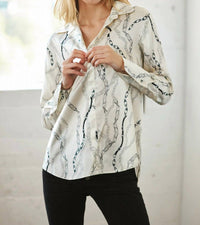 catherine gee Daria French Cuff Silk Blouse in white chain - women's blouse