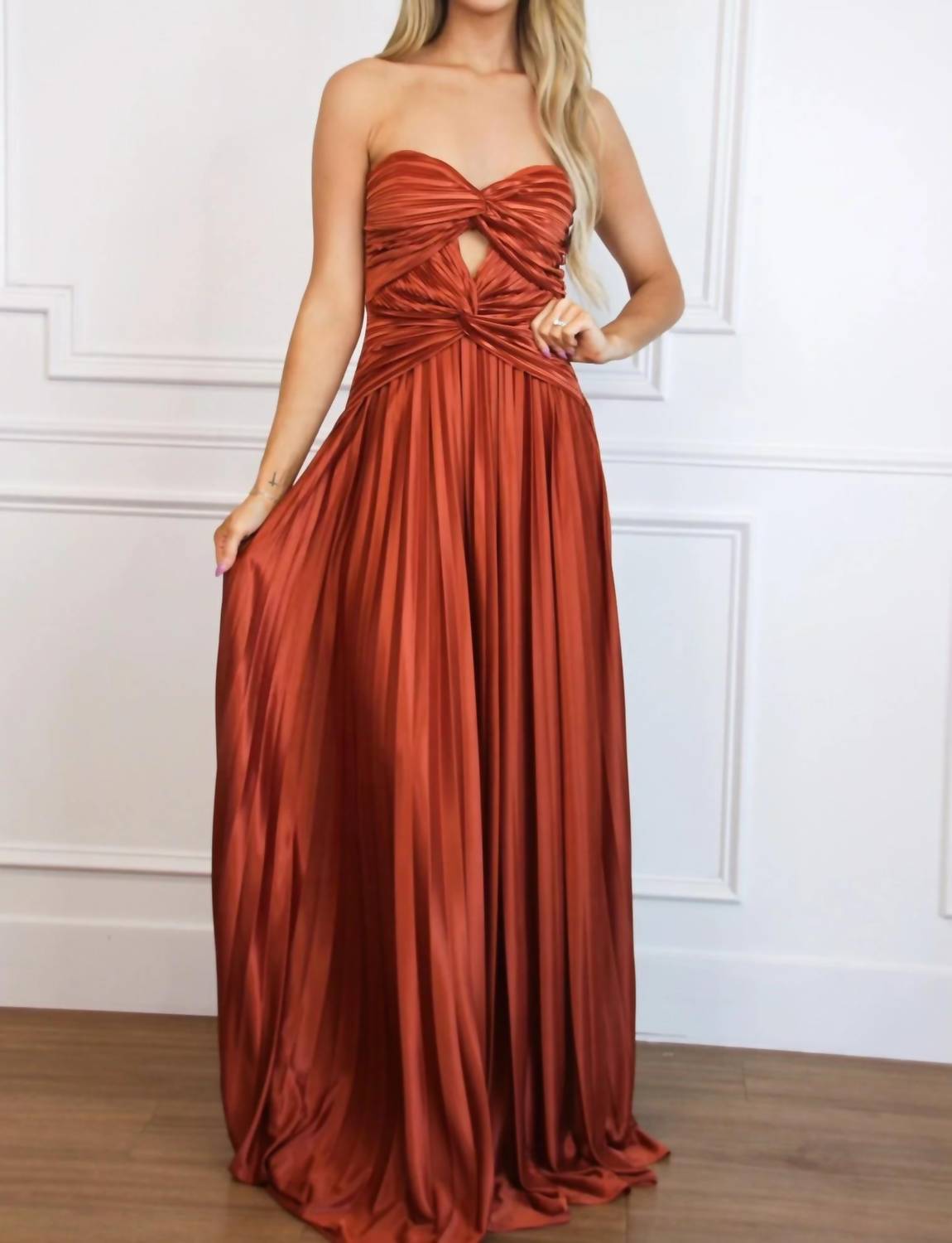 Maniju - Carolina Strapless Pleated Maxi Dress