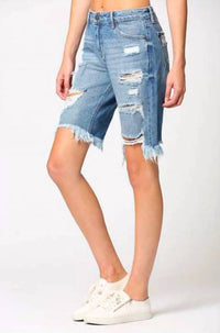 Hidden - High Rise Distress Bermuda Short