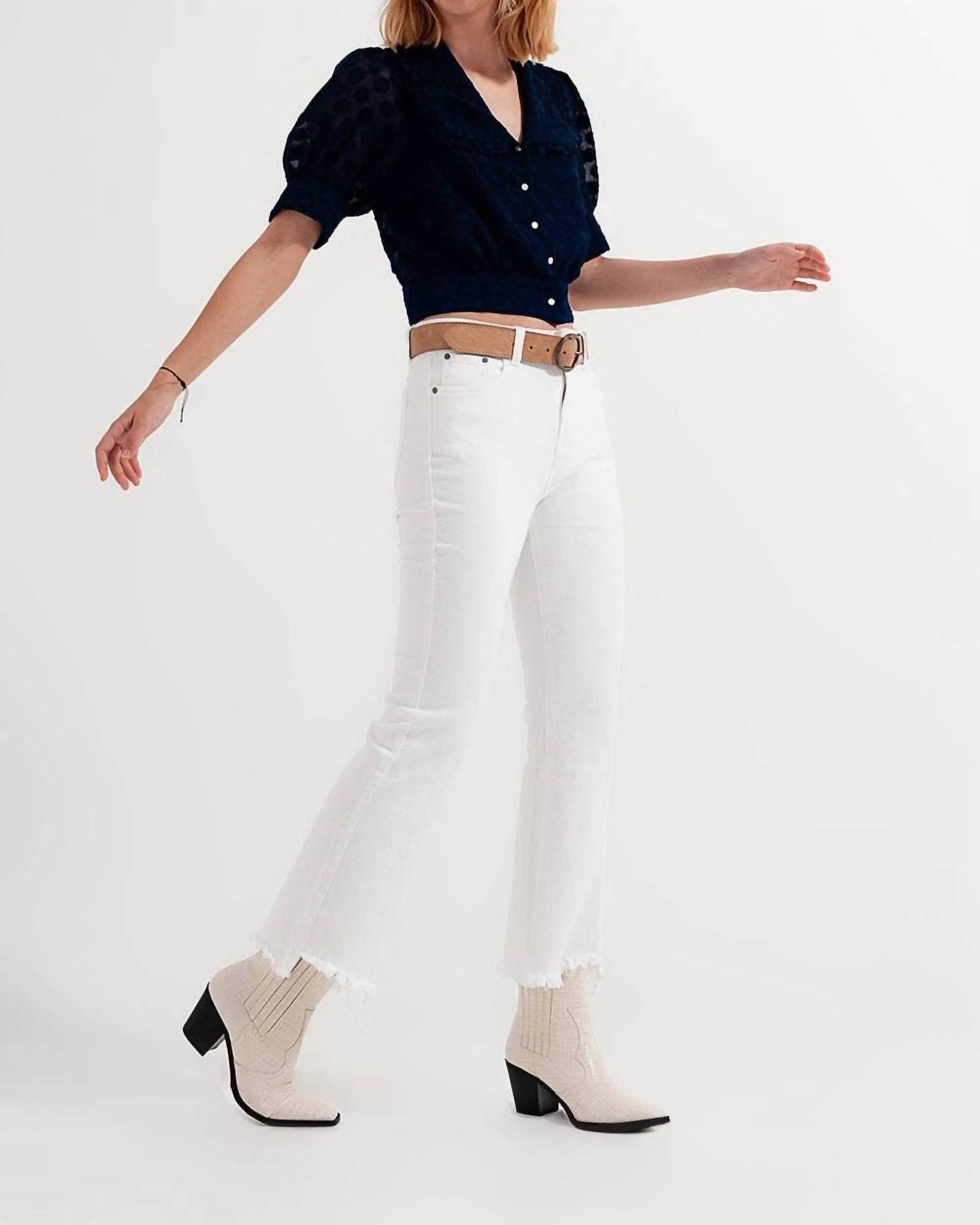 Q2 - Cameron Cropped Flare Jean With Raw Hem