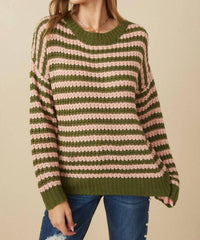 Hayden La - Striped Drop Shoulder Low Gauge Sweater