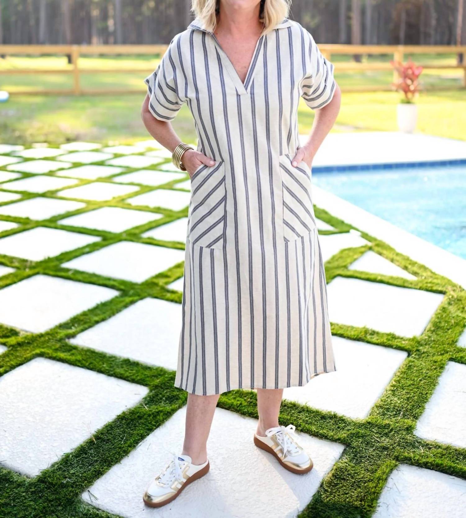 Starkx - Linen Stripe Elaine Dress