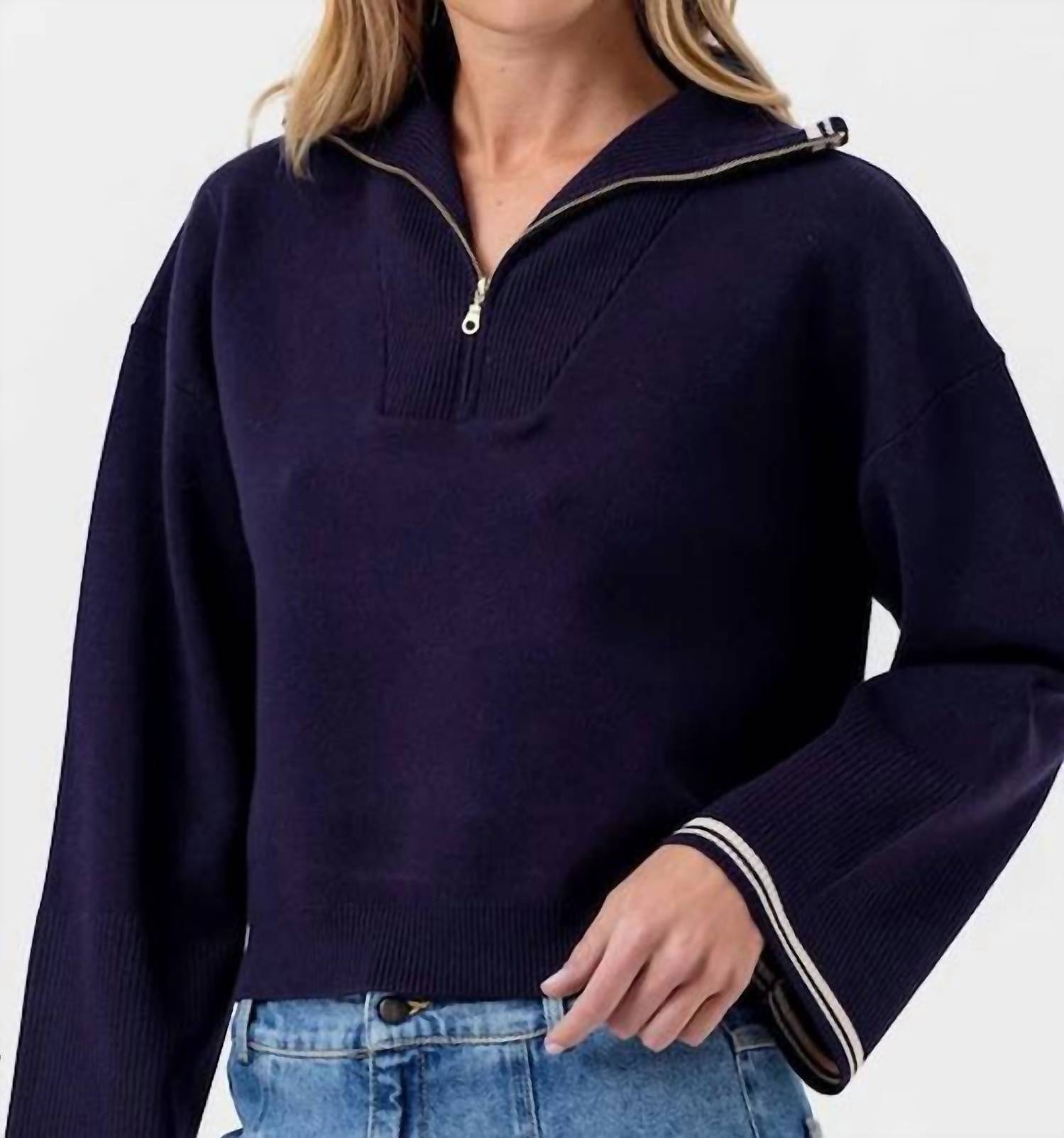 sundays Maren Long Sleeve Sweater in navy - women's sweater