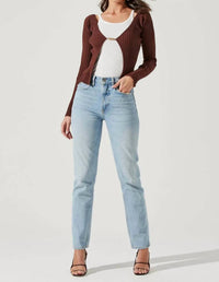 ASTR Ribbed Open Front Sweater in brown - women's sweater - view 4