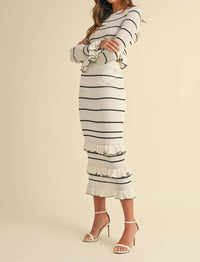 Mable - Stripe Ruffle Skirt Set