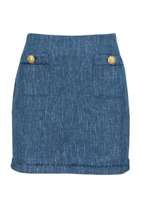 bishop + young Women's Tweed Skirt in blue - women's skirt