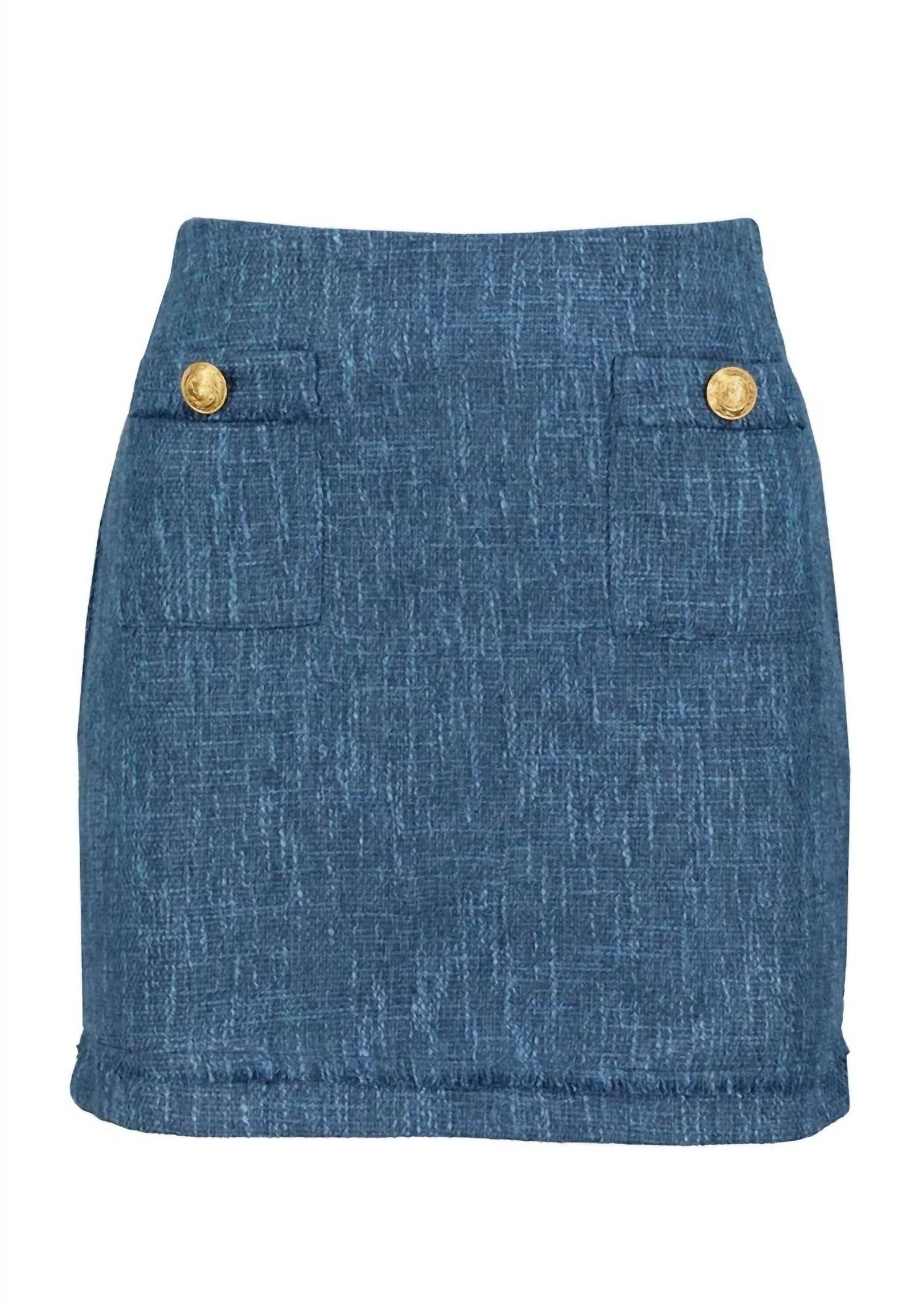 bishop + young Women's Tweed Skirt in blue - women's skirt
