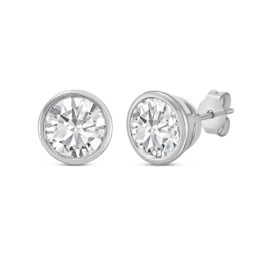 Diana M Jewels - Women's Lab Grown Round Stud In A Bezel Setting Earrings (12.00 Ct)