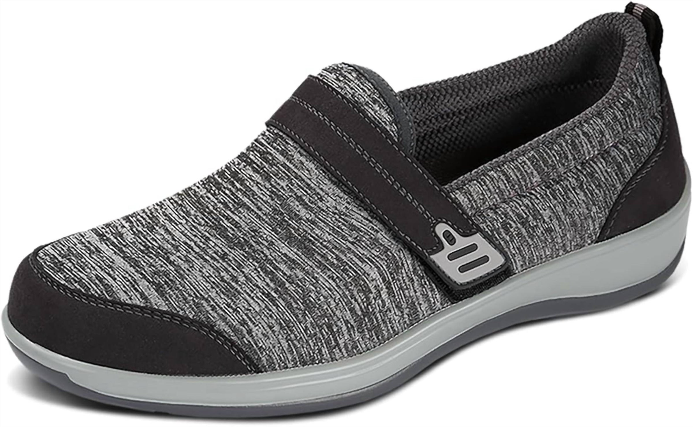 Orthofeet Women's Quincy Monk-strap Loafer in gray - women's flats - detail view