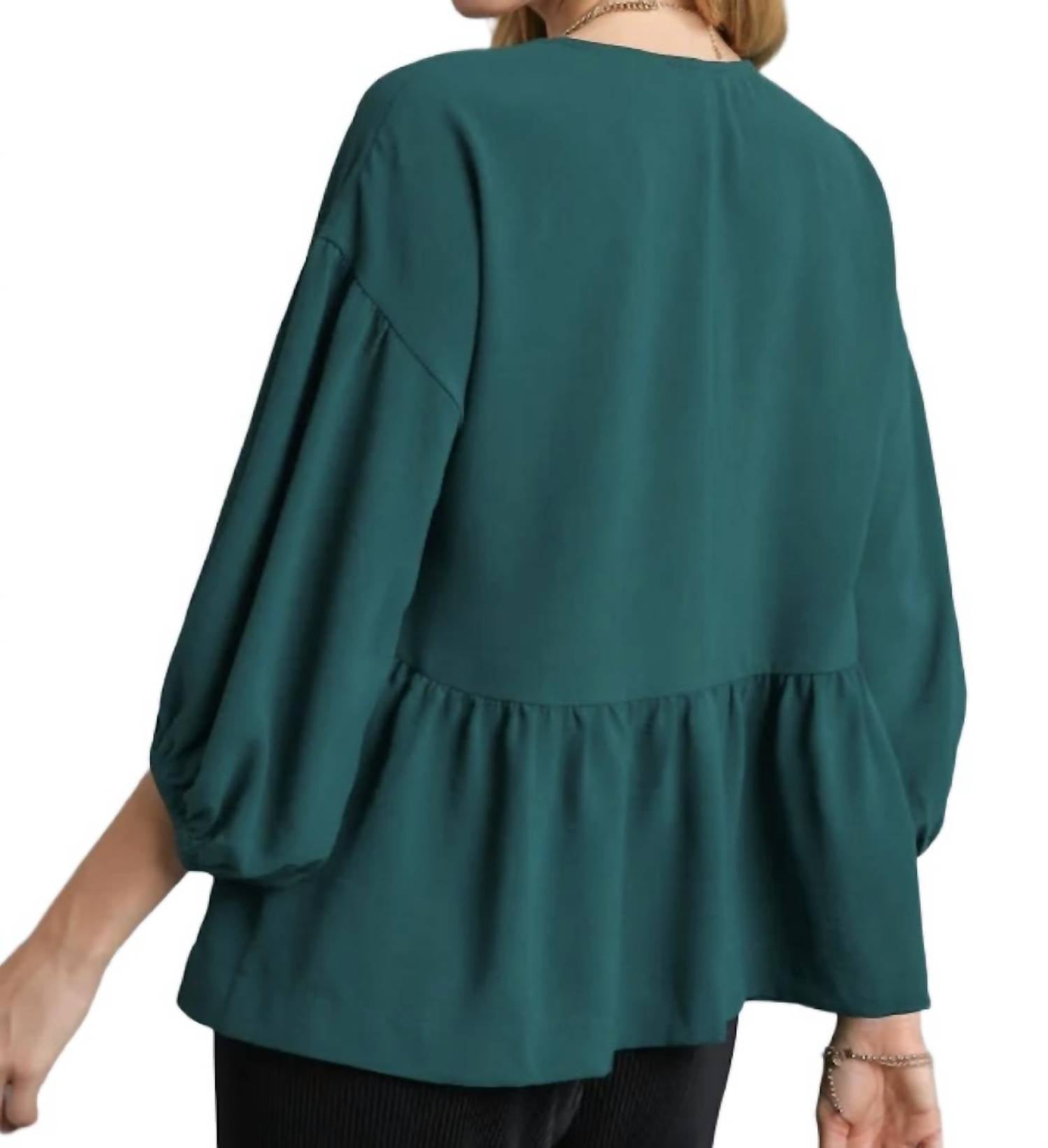 Umgee - V-neck Babydoll Top