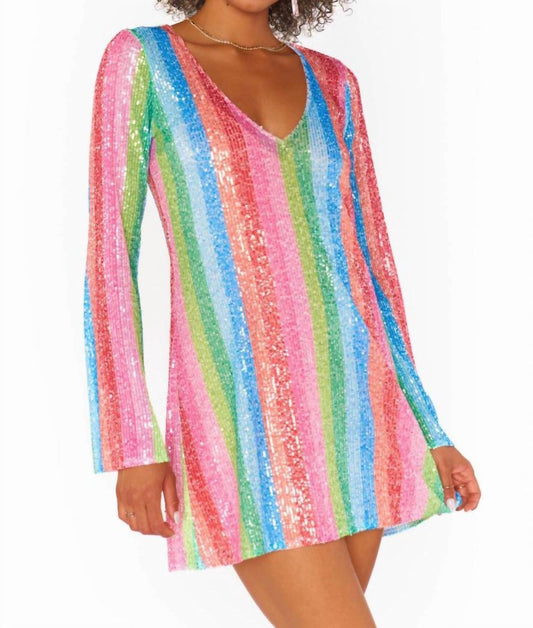 Show Me Your Mumu - Multicolor Sequin Stripe Dress
