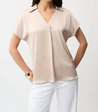 Joseph Ribkoff - SATIN BOXY BLOUSE WITH SHIRT COLLAR