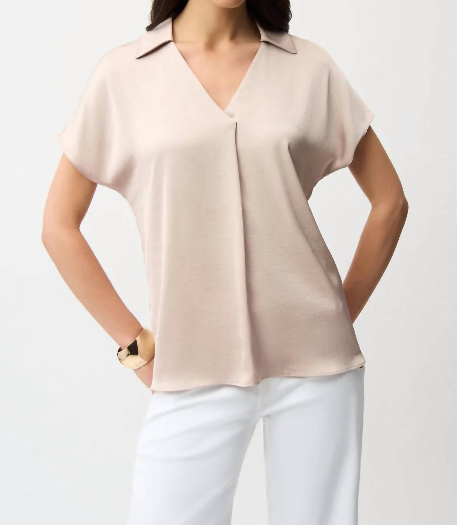 Joseph Ribkoff - SATIN BOXY BLOUSE WITH SHIRT COLLAR